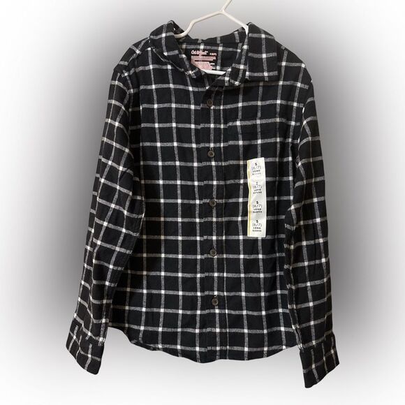 Nwt cat & Jack black and white boys flannel shirt - Picture 1 of 2